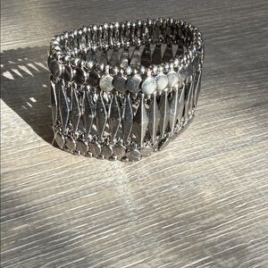 Silver-Tone Stretch Statement Bracelet